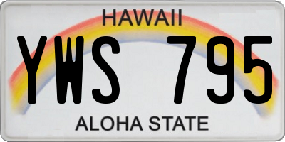 HI license plate YWS795