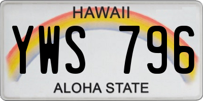 HI license plate YWS796