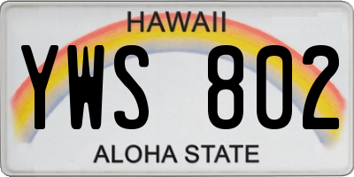 HI license plate YWS802