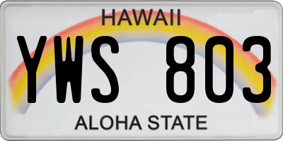 HI license plate YWS803