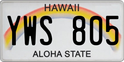 HI license plate YWS805