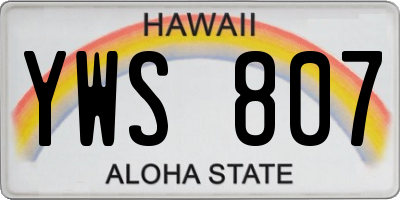 HI license plate YWS807