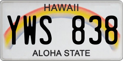 HI license plate YWS838