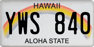 HI license plate YWS840