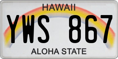 HI license plate YWS867