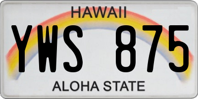 HI license plate YWS875