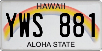 HI license plate YWS881