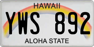 HI license plate YWS892