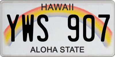 HI license plate YWS907