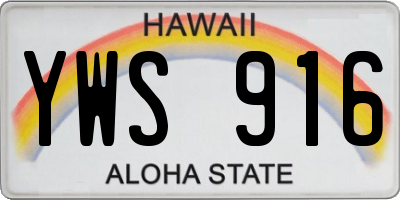 HI license plate YWS916