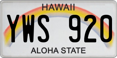 HI license plate YWS920