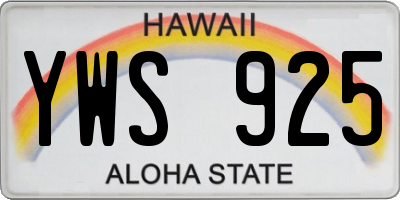 HI license plate YWS925