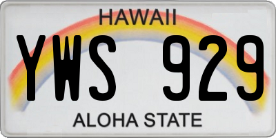 HI license plate YWS929
