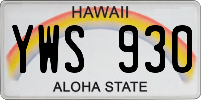 HI license plate YWS930