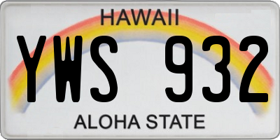 HI license plate YWS932