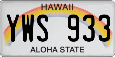 HI license plate YWS933
