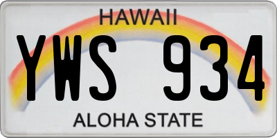 HI license plate YWS934