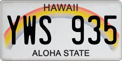 HI license plate YWS935