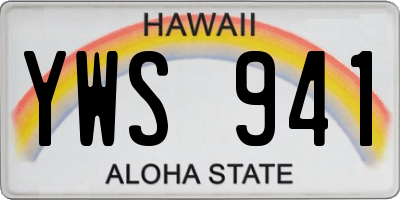 HI license plate YWS941