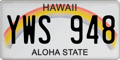 HI license plate YWS948