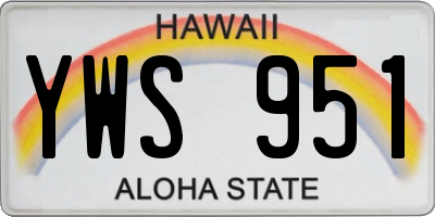 HI license plate YWS951