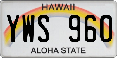 HI license plate YWS960