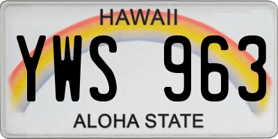 HI license plate YWS963