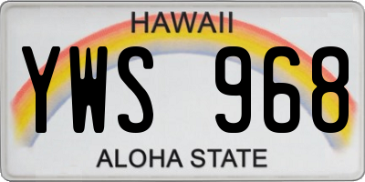 HI license plate YWS968