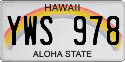 HI license plate YWS978