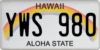 HI license plate YWS980
