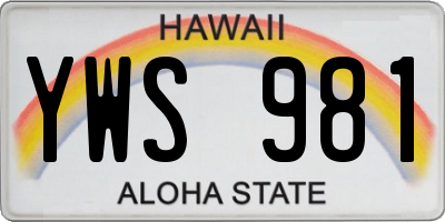 HI license plate YWS981