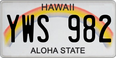 HI license plate YWS982
