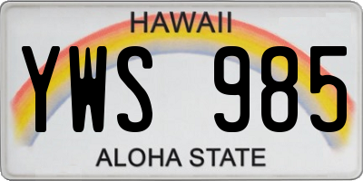 HI license plate YWS985