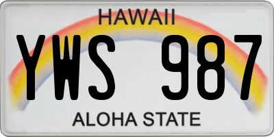 HI license plate YWS987