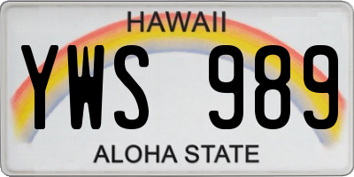 HI license plate YWS989