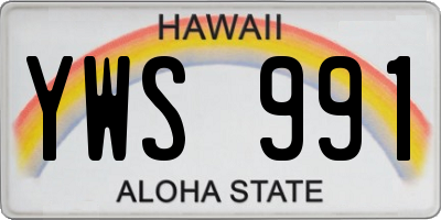 HI license plate YWS991