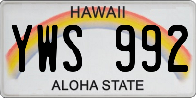 HI license plate YWS992