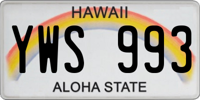HI license plate YWS993