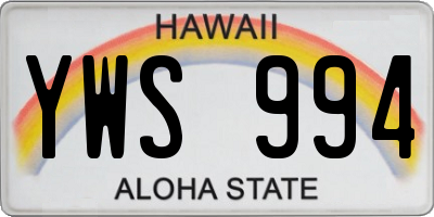 HI license plate YWS994