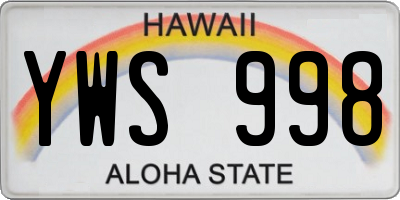 HI license plate YWS998