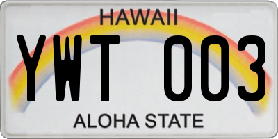 HI license plate YWT003