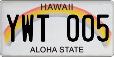HI license plate YWT005