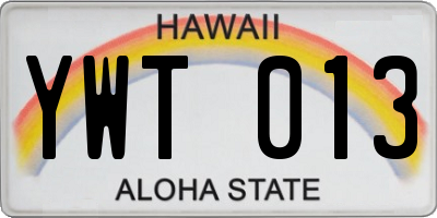 HI license plate YWT013