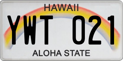 HI license plate YWT021