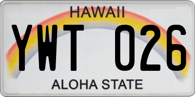 HI license plate YWT026