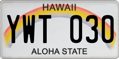 HI license plate YWT030
