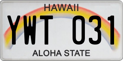 HI license plate YWT031