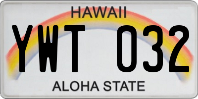 HI license plate YWT032