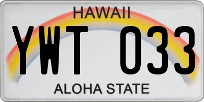 HI license plate YWT033