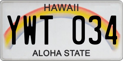 HI license plate YWT034